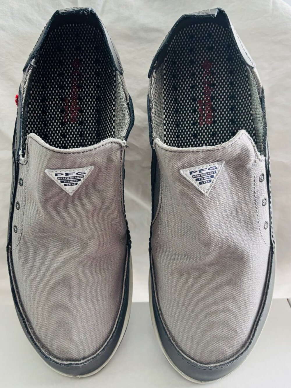Columbia PFG Slip On Shoes Gray Black Canvas Fishing Men's 12 Loafers Comfort